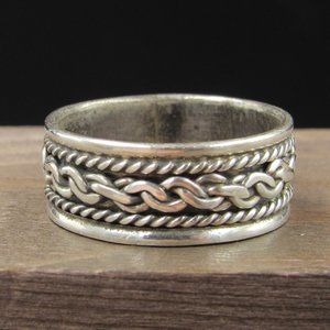 Size 9 Sterling Silver Anchor Chain Style Band Ring Vintage